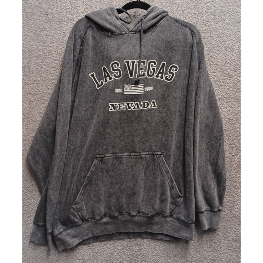 Zuni Sportswear Las Vegas Nevada Hoodie 2XL Gray Vintage‎ Wash Pullover